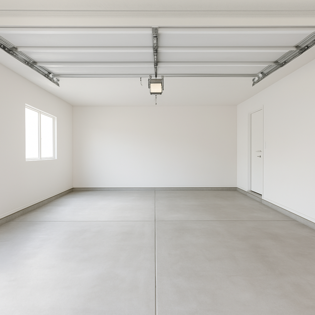Clean, spacious and organized garage after a full cleanout